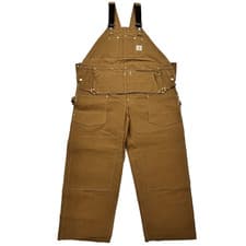 Image of Carhartt Brown Duck Bib Overalls 48x30 66FB W/Nail Apron USA New Vtg