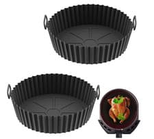 Image of Air Fryer Silicone Round Liner Basket Baking Accessories Reusable Pot Kitchen