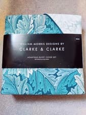 Image of William Morris & Co Bedding Set Double Acanthus Teal Duvet Cover New