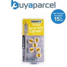 Image of GRIPIT Grip it Yellow Curtain Pole Hanging Kit Plasterboard Wall 71kg Capacity