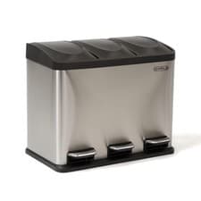Image of NEW! 45L Stainless Steel Triple Compartment Recycling Pedal Kitchen Waste Bin