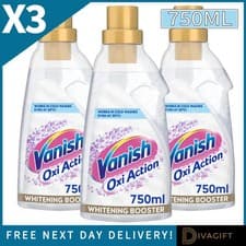 Image of 3 x VANISH OXI ACTION CRYSTAL WHITE GOLD GEL 750ML FABRIC WHITENER STAIN REMOVER