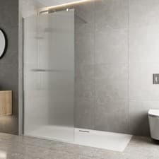 Image of Walk In Wet Room Shower Screen Frameless 8mm Fluted Glass Polished Chrome 1000mm