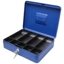 Image of Cathedral Products 12-Inch Key Lockable Cash Box with 9-Compartment Coin Tray