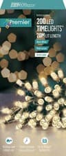 Image of Premier 200 LED Battery Multi-Action Christmas Tree Lights Timer - WARM WHITE