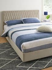 Image of Ashton Fabric Double Bed Frame Light Grey Sleek Comfortable Bedroom Furniture