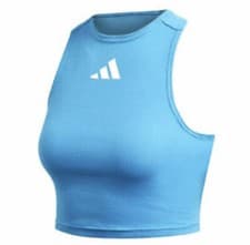 Image of Adidas Athletics Cropped Tank Top Turquoise/light blue soft ribbed fabric