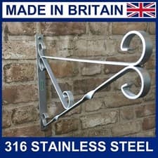 Image of Hanging basket bracket 16 inch 316 grade stainless steel heavy duty