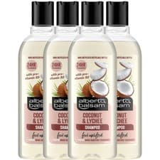 Image of Alberto Balsam Coconut & Lychee Shampoo 4 x 300ml