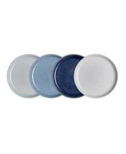 Image of Denby Studio Blue Medium Coupe Plates Set of 4 – 8.25″ Stoneware-Made in England