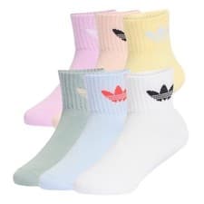Image of Adidas Unisex Kids Ankle Socks 6-Pair Pack Trefoil Knit Cotton Blend Everyday