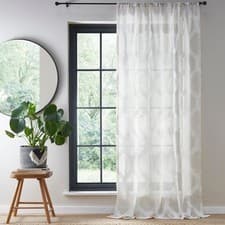 Image of Fusion Linara Geometric Natural Voile Curtain Panel Slot Top Window Sheer UK