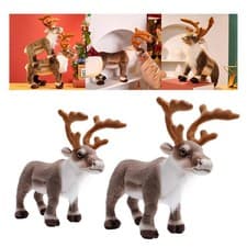 Image of Simulation Reindeer Plush Toy Cute Statue for Christmas Cabinet Living Room