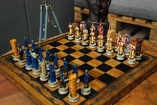 Image of Crusaders Chess Set Handmade Medieval Theme 14.2" Walnut Board Collector