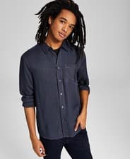 Image of BNWT Macy's Branded Mini Check Button-Up Shirt - Medium