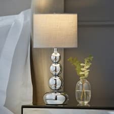 Image of Metal Ball Design Table Lamp LED 35CM Bedside Lounge Bedroom Drum Lampshade