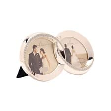 Image of Amore Silverplated Frame with Crystal Double Rings 3" x 2"