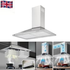 Image of 30'' Stainless Steel Chimney Cooker Hood Wall-Mounted Range Hood LED Lighting