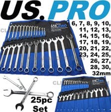 Image of US PRO 25pc Metric Combination Spanner Wrench Set 6 - 32mm 3232 Open & Ring End