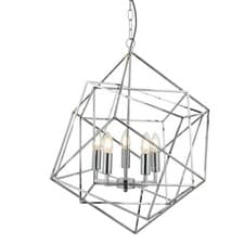 Image of 5 Lights Chrome Finish Ceiling Fitting Pendant Light with Geometric Style Frame