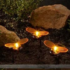 Image of Smart Garden Bee Stake Light 3 Pack LED Solar Powered Garden Decoration