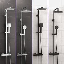 Image of Exposed Thermostatic Shower Mixer Bathroom Twin Head Large Valve Round/Square