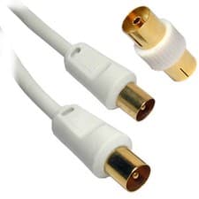 Image of Coaxial TV Aerial Cable Coax Straight Extension Lead Male to Male Antenna Wire