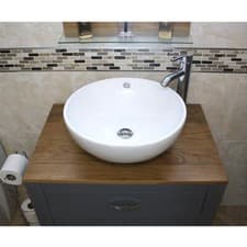 Image of Bathroom Vanity Grey Painted Wood Wash Stand & White Ceramic Basin 502GCBC
