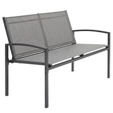 Image of Outsunny 2 Seater Metal Garden Bench, Park Patio Seat, Grey