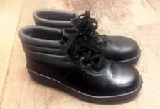 Image of Men's Black Leather Work Boots/shoes Steel Toe-cap UK 6, New/Unused.