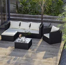 Image of 4 Seater Rattan Garden Furniture Sofa Set With Coffee Table