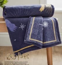 Image of SALE 😃 NEW TAGGED HARRY POTTER navy HOGWARTS soft FLEECE BLANKET 180 x 150cm