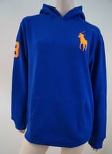 Image of POLO RALPH LAUREN Boys Royal Blue Neon Big Pony Hoodie Sweatshirt Top BNWT