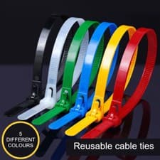 Image of Releasable Reusable Cable Ties 7.6mm or 4.8mm Wide Nylon Zip Tie Wraps