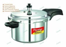 Image of Prestige Deluxe Plus Induction Base Aluminium Pressure Cooker, 169.1oz, Silver