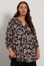 Image of EVANS Curve Women's Plus Size Floral Notch Neck Modal Blouse