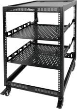 Image of 16U Open Frame Network Rack for Servers and AV Gear, Mobile Server Rack 4-Post w