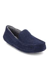 Image of NEW UGG Ascot Wool Fur Lined Slip On Moccasin Loafer Slipper- Sapphire Blue - 10