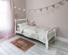 Image of Single Bed in White with Sleigh design, Astrid Bed Frame