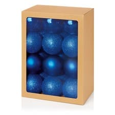 Image of Midnight Blue Baubles Christmas Tree Decorations 6cm Glitter & Mixed Finish x 24