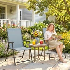 Image of Folding Garden Chairs Set, Garden Dining Chairs with Wide Seat