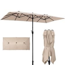 Image of 2x4m Garden Parasol Patio Umbrella Outdoor Large Sunshade Crank Handle Canopy