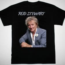 Image of Rod Stewart 2025 poster black T-shirt short sleeve All sizes S to 45Xl