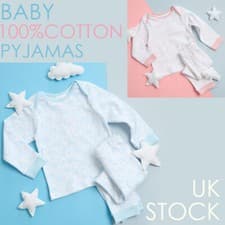 Image of Baby Pyjamas 0-6 6-12 12-18 18-24 Months 2 Piece Pyjama Set 100% Cotton Long UK