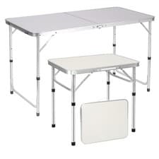 Image of New Folding Camping Table Aluminium Portable Adjustable Picnic BBQ Party Desk UK