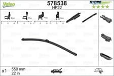 Image of Valeo 578538 Wiper Blade Driver Side Fits Peugeot Renault Seat Vauxhall Volvo VW