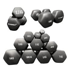 Image of Exersci Black Neoprene Dumbbells 0.5-10kg Weights Pair Fitness Yoga Gym Dumbbell