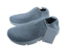 Image of Geox Jr Aril Girl Silver Shiny Knit Trainers Kids UK 13 EU 32 New Slip On