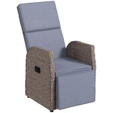 Image of Outsunny Outdoor Recliner Chair w/ Cushion Rattan Reclining Lounge Chair, Brown