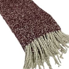 Image of American Eagle Cozy Boucle Fringed Throw Blanket Burgundy White 36x72 Polyester